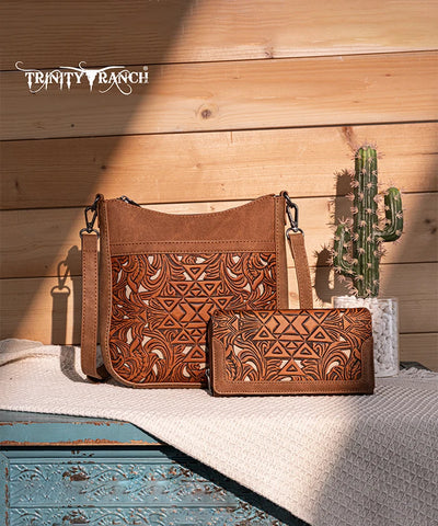 Trinity Ranch Tooled Crossbody Bag Set