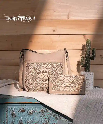 Trinity Ranch Tooled Crossbody Bag Set