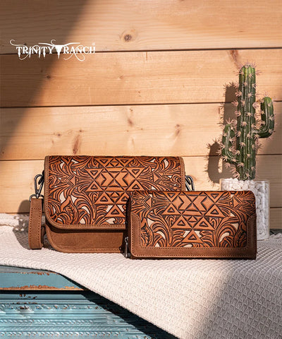 Trinity Ranch Tooled Crossbody Purse Set