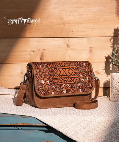 Trinity Ranch Tooled Crossbody Purse Set