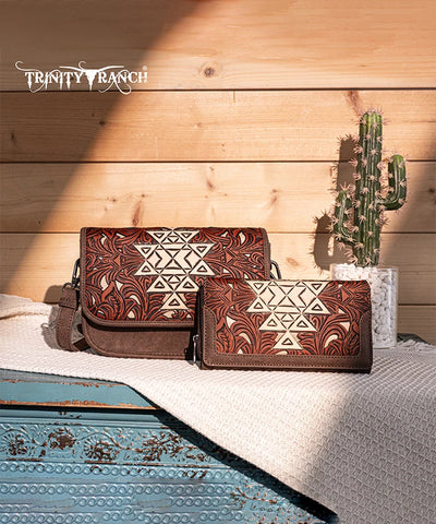 Trinity Ranch Tooled Crossbody Purse Set