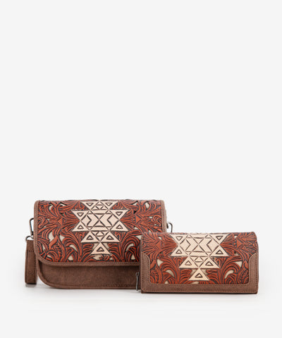 Trinity Ranch Tooled Crossbody Purse Set