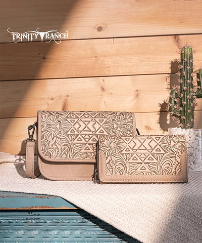 Trinity Ranch Tooled Crossbody Purse Set