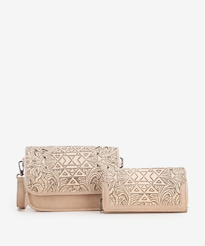 Trinity Ranch Tooled Crossbody Purse Set