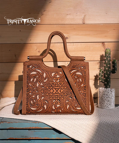 Trinity Ranch Tooled Tote Carry Bag Set