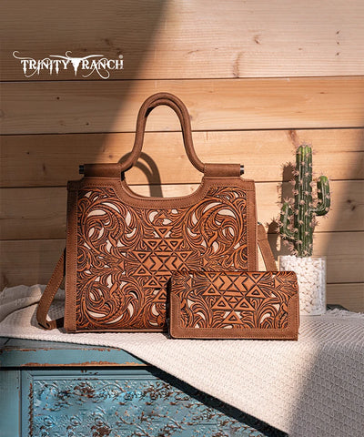 Trinity Ranch Tooled Tote Carry Bag Set