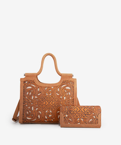 Trinity Ranch Tooled Tote Carry Bag Set