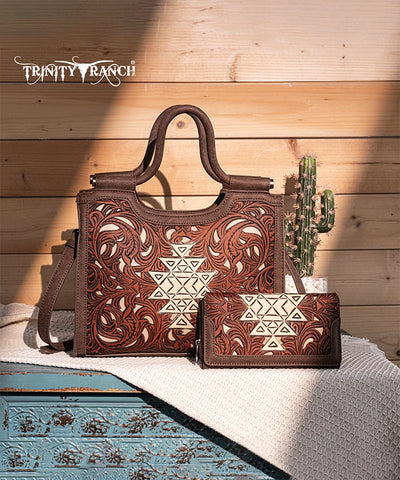 Trinity Ranch Tooled Tote Carry Bag Set