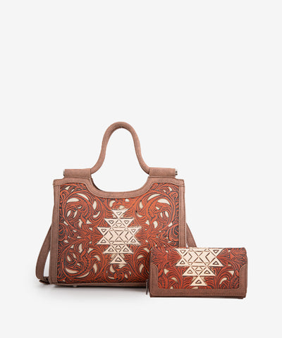 Trinity Ranch Tooled Tote Carry Bag Set