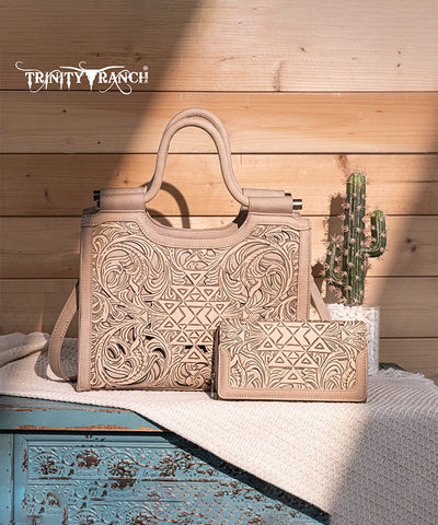 Trinity Ranch Tooled Tote Carry Bag Set