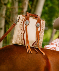 Trinity Ranch Floral Tooled Concho Mini Crossbody