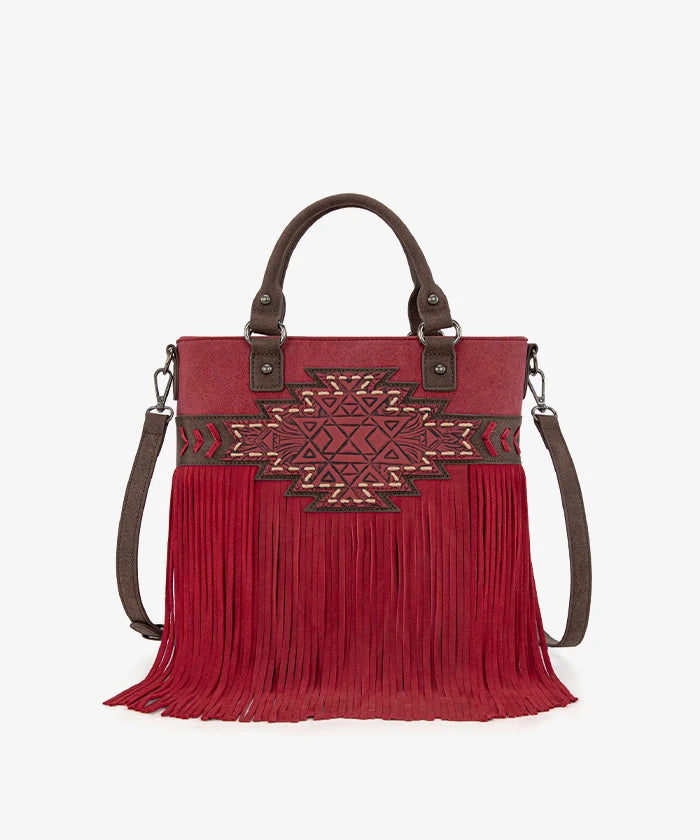 Trinity Ranch Tooled Fringe Concealed Carry Tote in BDY