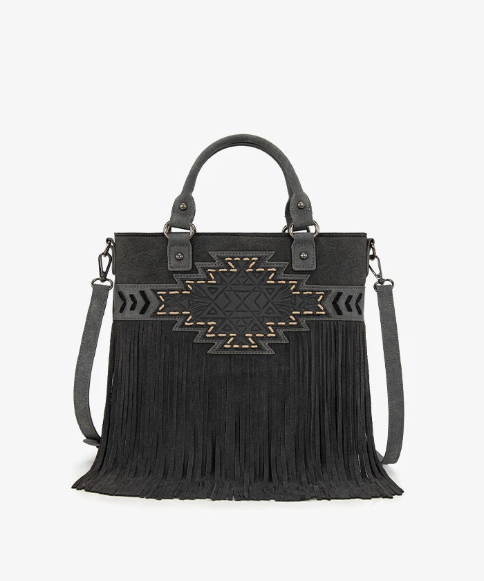 Trinity Ranch Tooled Fringe Concealed Carry Tote in BK