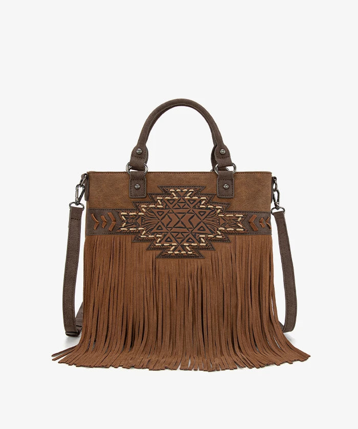 Trinity Ranch Tooled Fringe Concealed Carry Tote in BR