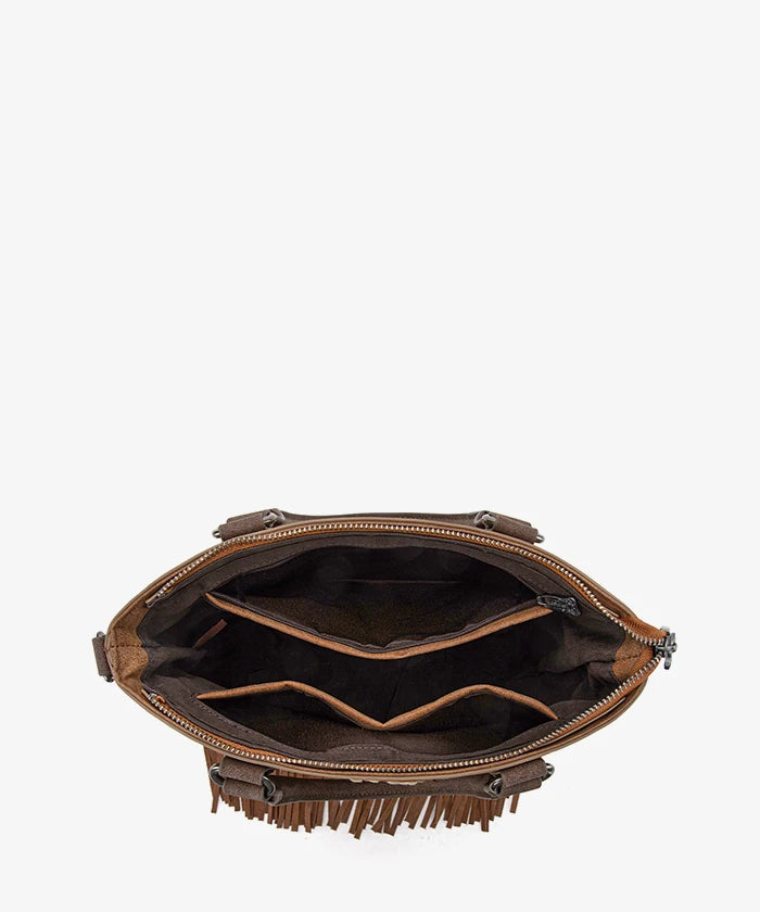 Trinity Ranch Tooled Fringe Concealed Carry Tote in BR