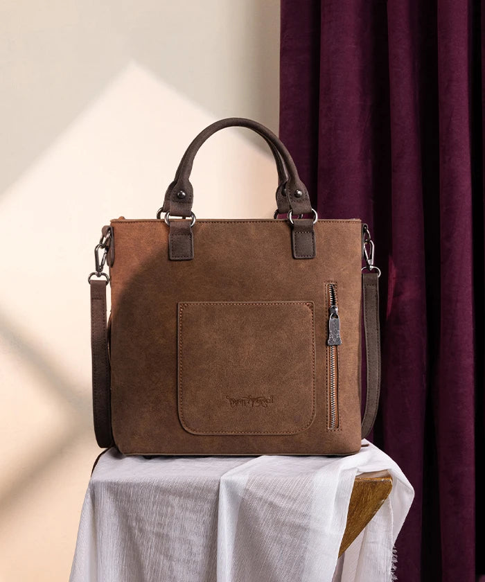 Trinity Ranch Tooled Fringe Concealed Carry Tote in BR