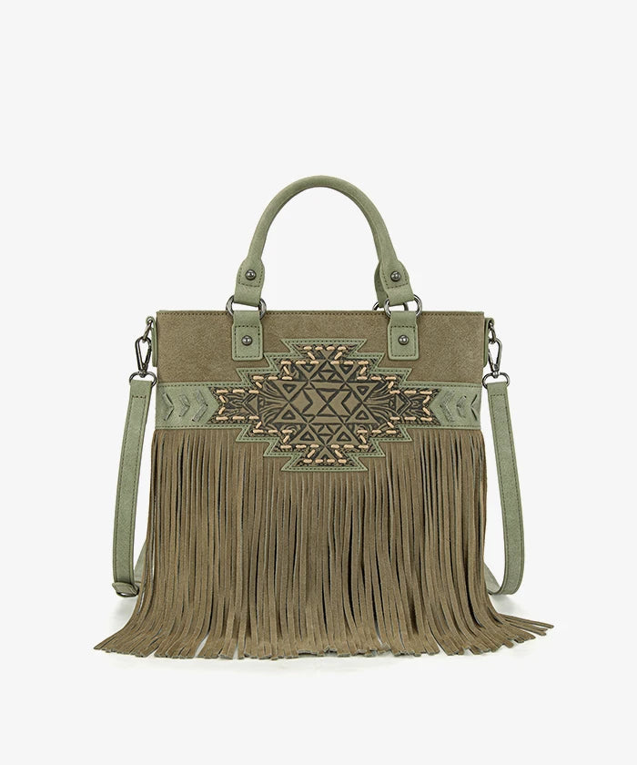 Trinity Ranch Tooled Fringe Concealed Carry Tote in GN