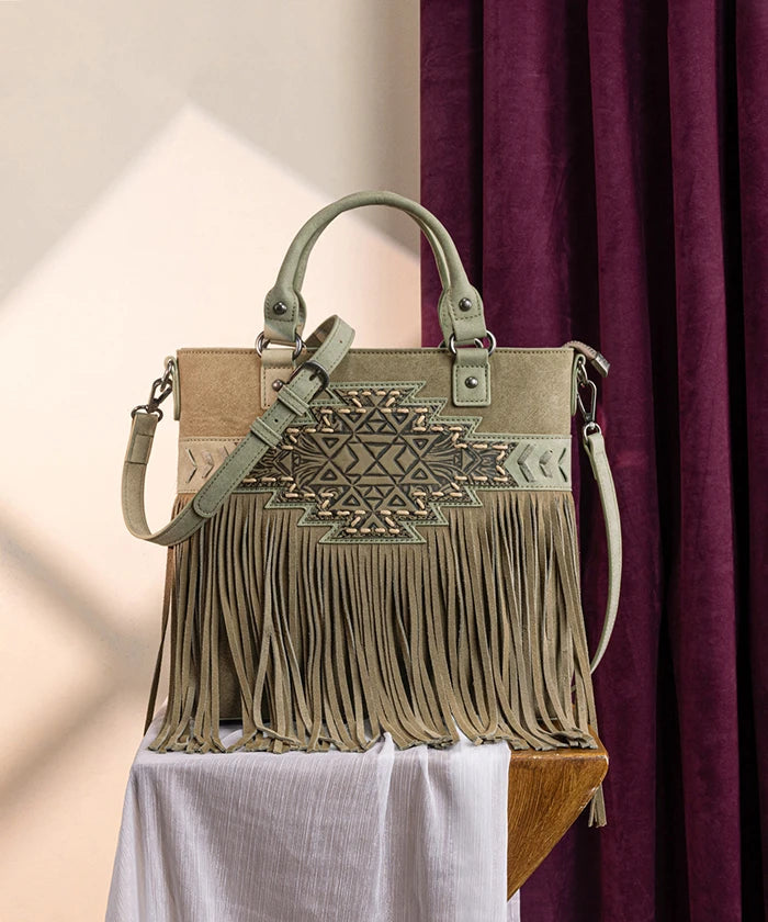 Trinity Ranch Tooled Fringe Concealed Carry Tote in GN
