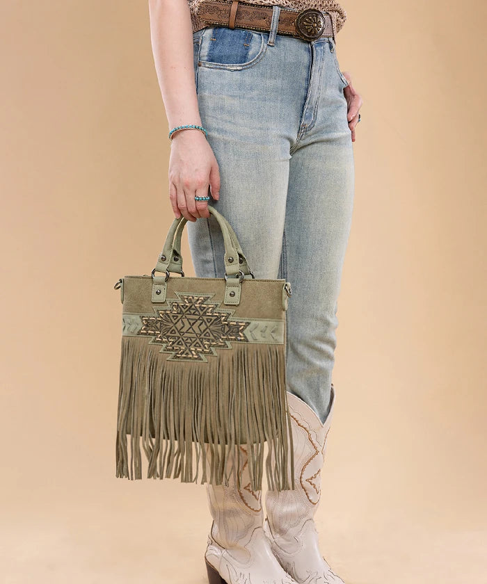 Trinity Ranch Tooled Fringe Concealed Carry Tote in GN