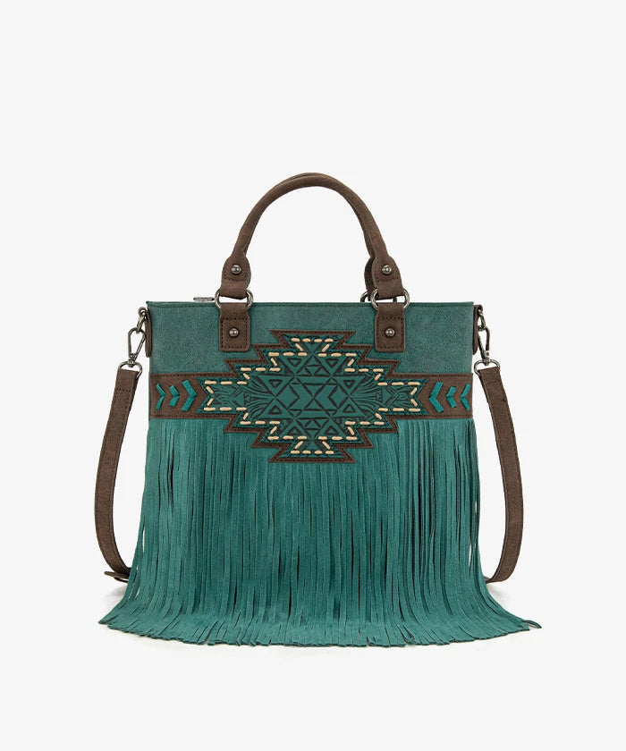 Trinity Ranch Tooled Fringe Concealed Carry Tote in TQ