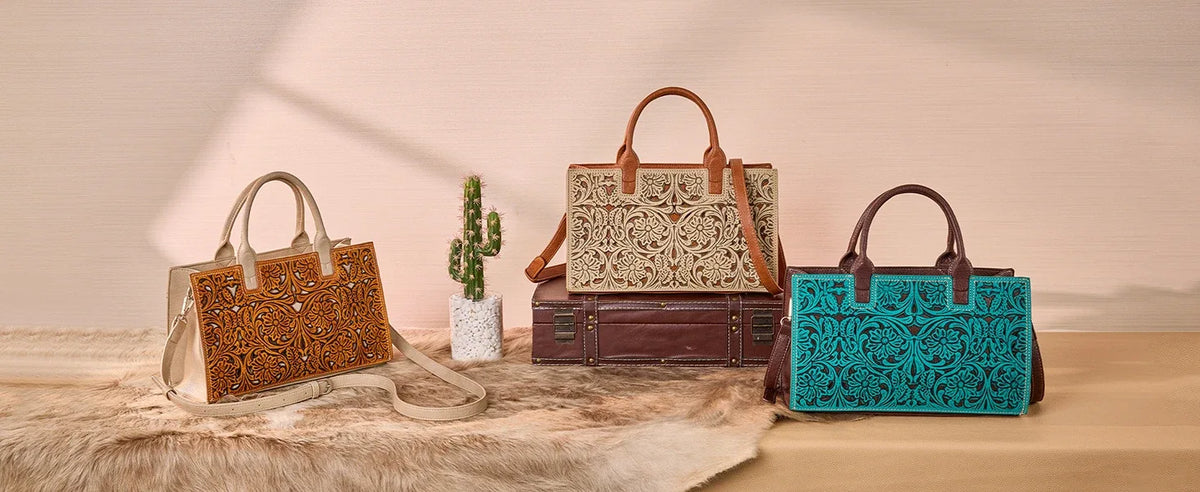 Trinity Ranch Floral Tooled Tote Bag