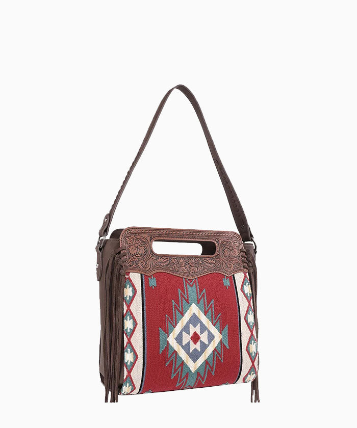 Trinity Ranch Aztec Tapestry Floral Embossed Concealed Carry Hobo - Montana West World