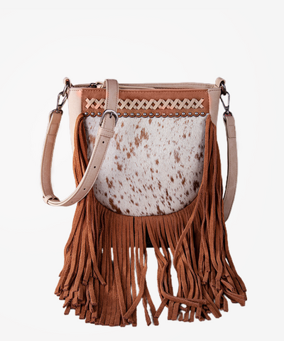 Trinity Ranch Cowhide Leather Fringe Crossbody Bag - Montana West World