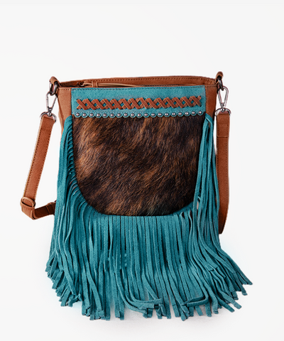 Trinity Ranch Cowhide Leather Fringe Crossbody Bag - Montana West World