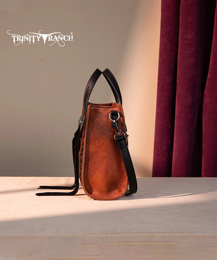 Trinity Ranch Floral Tooled Concho Mini Crossbody Brown