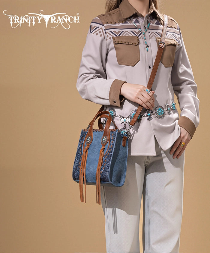 Trinity Ranch Floral Tooled Concho Mini Crossbody Jean1