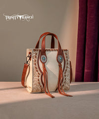 Trinity Ranch Floral Tooled Concho Mini Crossbody Tan