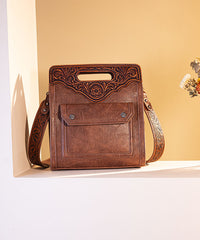 Trinity Ranch Floral Tooled Crossbody Bag Brown