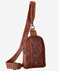 Trinity Ranch Floral Tooled Sling Bag - Montana West World