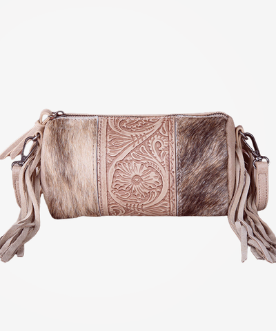 Trinity Ranch Genuine Hair-On Tooled Barrel Crossbody - Montana West World