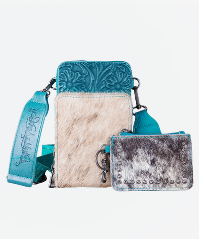 Trinity Ranch Genuine Hair-On Cowhide Phone Purse Set - Montana West World