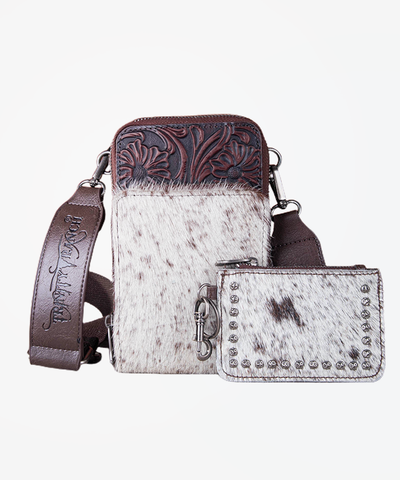 Trinity Ranch Genuine Hair-On Cowhide Phone Purse Set - Montana West World
