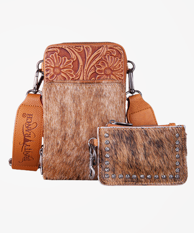 Trinity Ranch Genuine Hair-On Cowhide Phone Purse Set - Montana West World