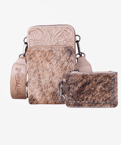 Trinity Ranch Genuine Hair-On Cowhide Phone Purse Set - Montana West World