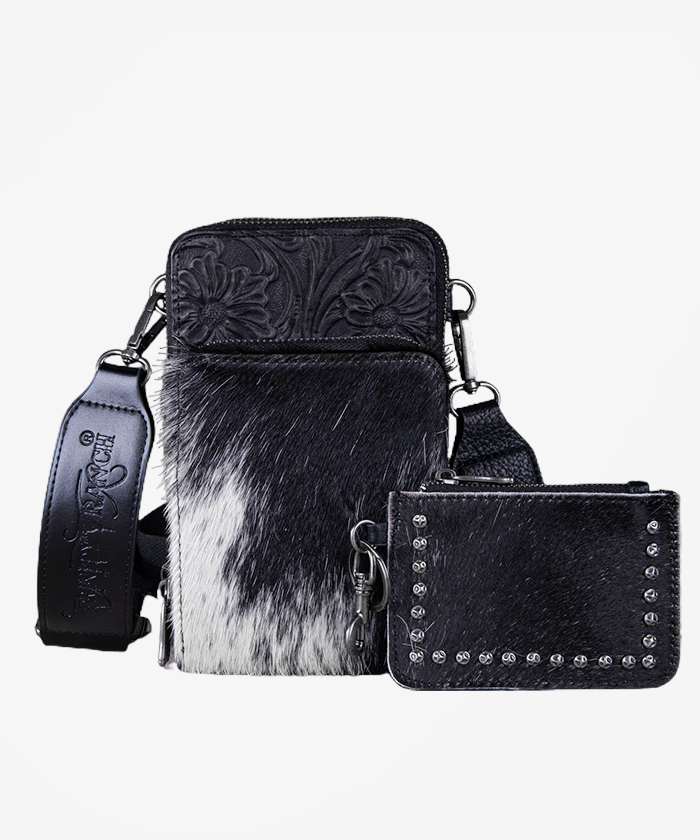 Trinity Ranch Genuine Hair-On Cowhide Phone Purse Set - Montana West World
