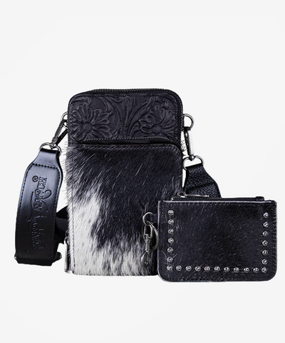 Trinity Ranch Genuine Hair-On Cowhide Phone Purse Set - Montana West World