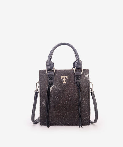 Trinity Ranch Hair-On Cowhide Mini Purse Black