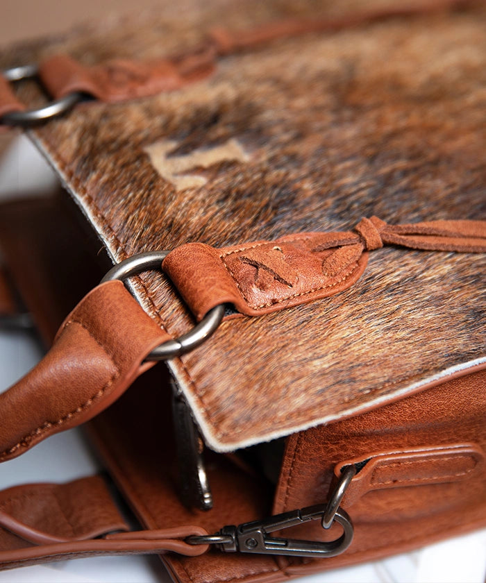 Trinity Ranch Hair-On Cowhide Mini Purse Brown