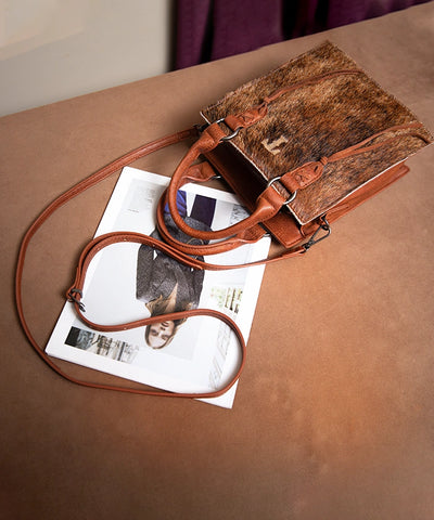 Trinity Ranch Hair-On Cowhide Mini Purse Brown