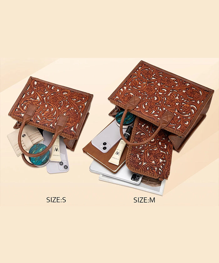 Trinity Ranch Tooled Tote Carry Bag Set