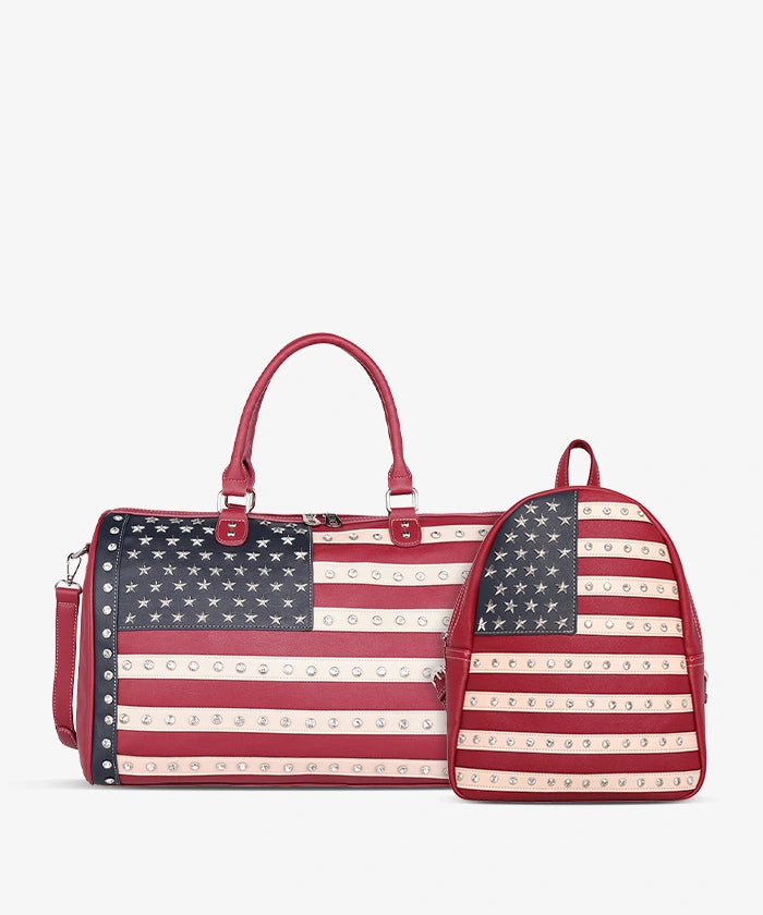 Montana West Studded American Flag Duffle Bag