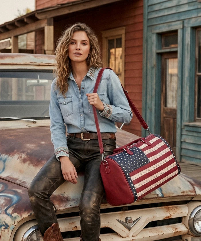 Montana West Studded American Flag Duffle Bag – Montana West World