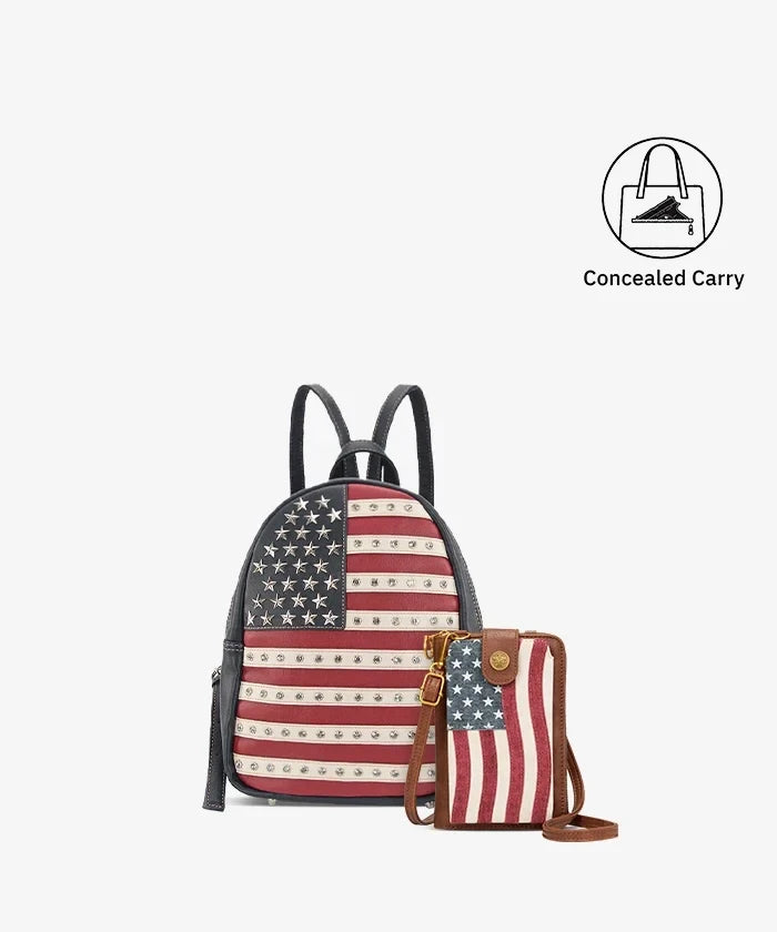 concealed carry mini backpack VIP DEAL | Montana West American Pride leather backpacks Italian This multi Color:Pearl/Pearl Garnet Backpack, 15.6