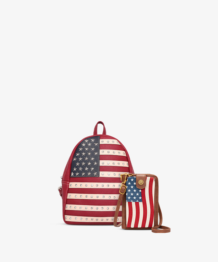 american flag mini backpack Thin Red Line Contrast Subdued Silver stars Betsey Johnson | Bags |