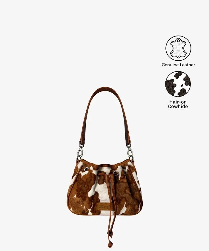 Wrangler Cow Print Drawstring Bucket Bag (Preorder)