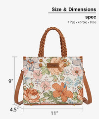 Wrangler Floral Print Braided Handle Tote Bag